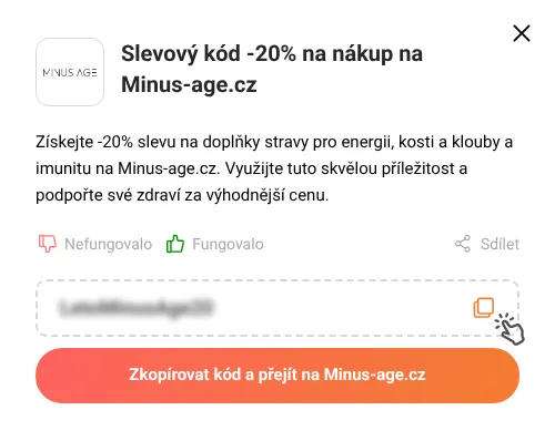 Návod jak zkopírovat slevový kupón Minus-age.cz