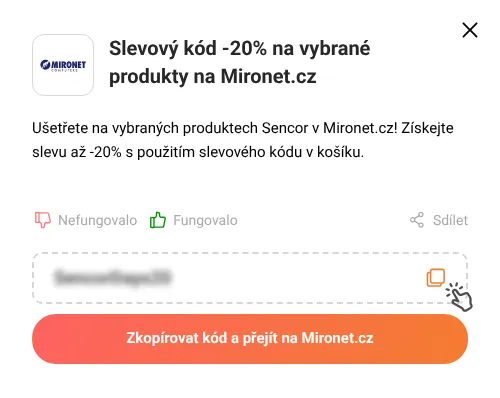 Návod jak zkopírovat slevový kód Mironet.cz