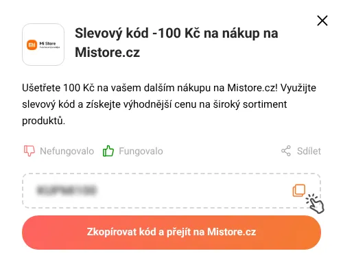 Návod jak zkopírovat slevový kód Mistore.cz