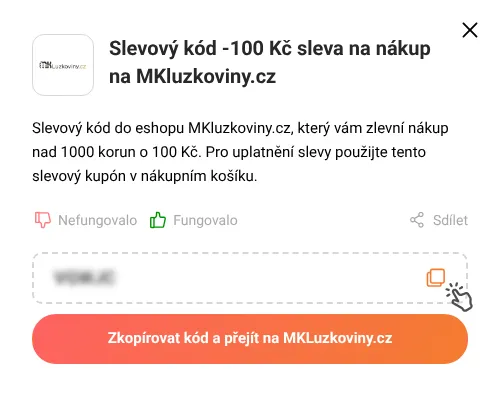 Návod jak zkopírovat slevový kód MKLuzkoviny.cz