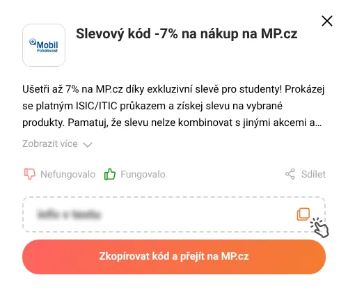Návod jak zkopírovat slevový kód MP.cz