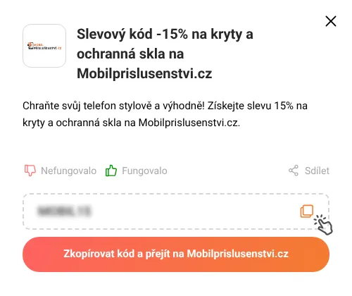 Návod jak zkopírovat slevový kód Mobilprislusenstvi.cz