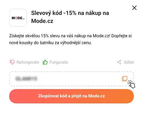 Návod jak zkopírovat slevový kupón Mode.cz