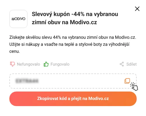 Návod jak zkopírovat slevový kód Modivo.cz