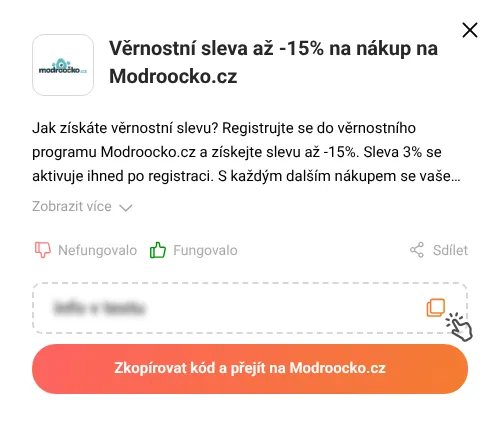 Návod jak zkopírovat slevový kupón Modroocko.cz