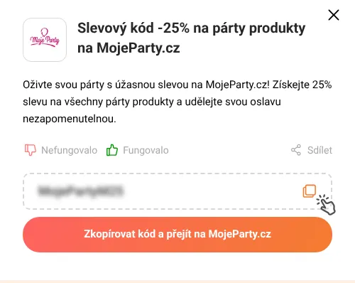 Návod jak zkopírovat slevový kód MojeParty.cz