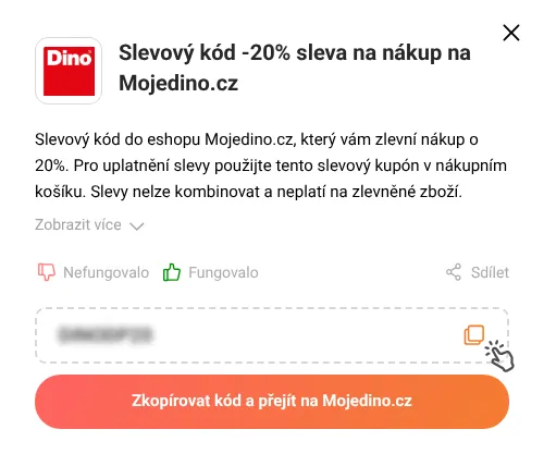 Návod jak zkopírovat slevový kód Mojedino.cz