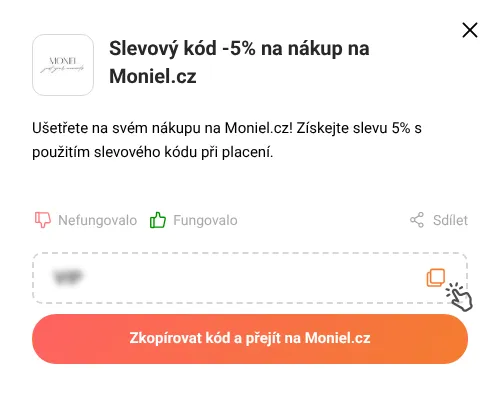 Návod jak zkopírovat slevový kupón Moniel.cz