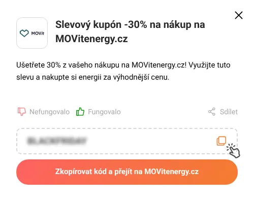 Návod jak zkopírovat slevový kód MOVitenergy.cz