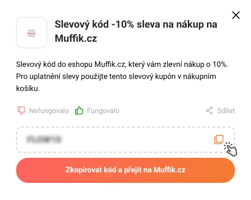 Návod jak zkopírovat slevový kód Muffik.cz