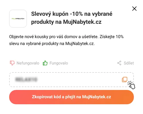 Návod jak zkopírovat slevový kupón MujNabytek.cz