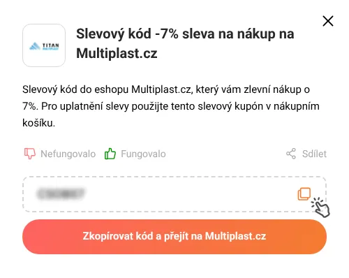 Návod jak zkopírovat slevový kód Multiplast.cz