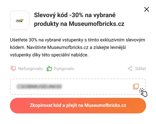 Návod jak zkopírovat slevový kupón Museumofbricks.cz