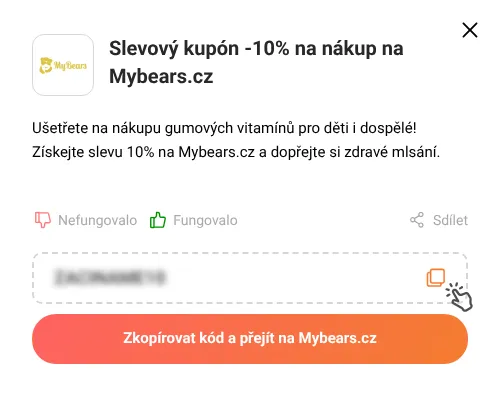 Návod jak zkopírovat slevový kupón Mybears.cz