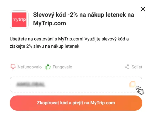 Návod jak zkopírovat slevový kód MyTrip.com