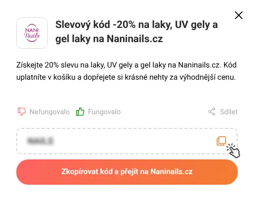 Návod jak zkopírovat slevový kód Naninails.cz