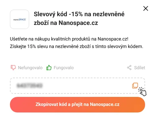 Návod jak zkopírovat slevový kód Nanospace.cz
