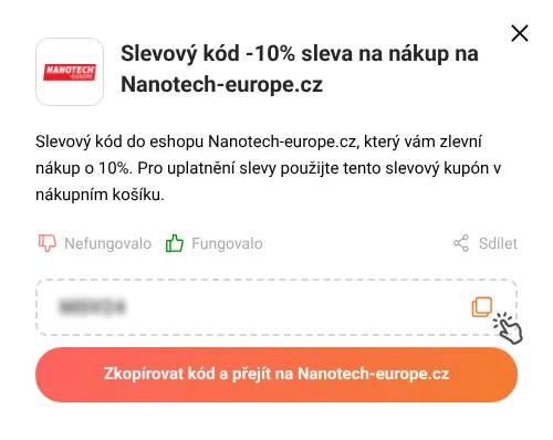 Návod jak zkopírovat slevový kupón Nanotech-europe.cz