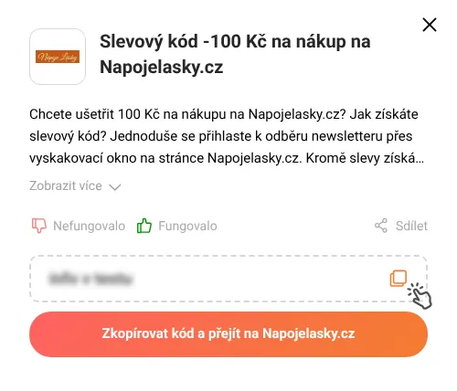 Návod jak zkopírovat slevový kupón Napojelasky.cz