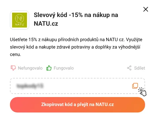 Návod jak zkopírovat slevový kupón NATU.cz