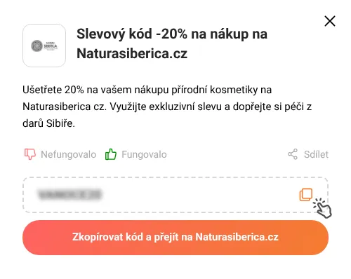 Návod jak zkopírovat slevový kód Naturasiberica.cz