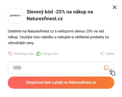 Návod jak zkopírovat slevový kupón Naturesfinest.cz