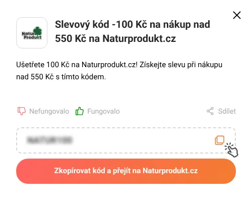 Návod jak zkopírovat slevový kupón Naturprodukt.cz