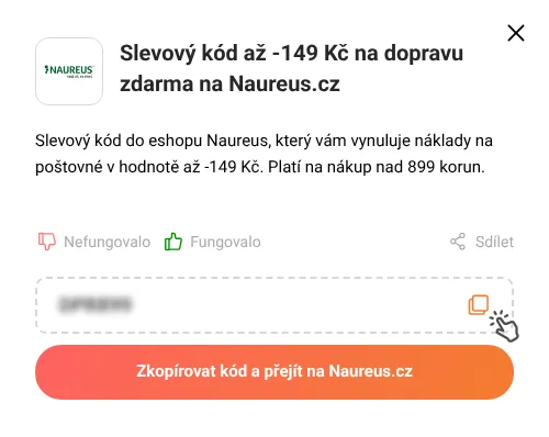 Návod jak zkopírovat slevový kupón Naureus.cz