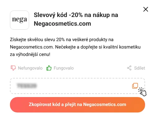 Návod jak zkopírovat slevový kód Negacosmetics.com