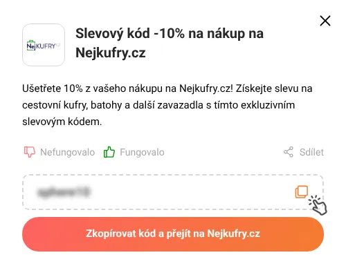 Návod jak zkopírovat slevový kupón Nejkufry.cz
