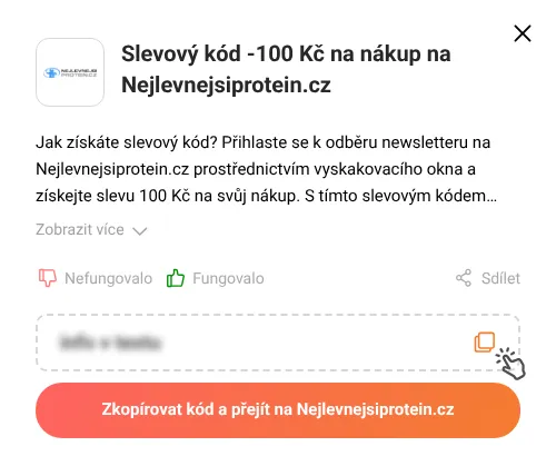 Návod jak zkopírovat slevový kupón Nejlevnejsiprotein.cz