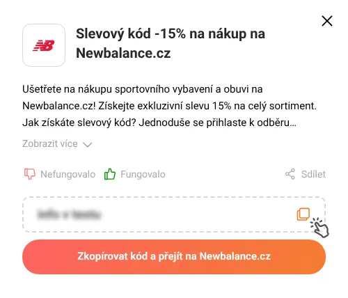 Návod jak zkopírovat slevový kód Newbalance.cz