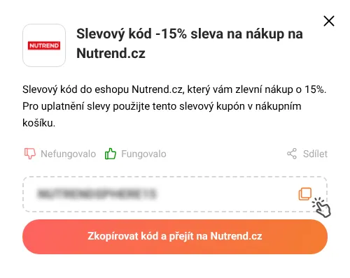 Návod jak zkopírovat slevový kód Nutrend.cz