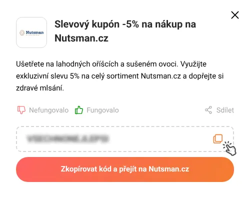 Návod jak zkopírovat slevový kupón Nutsman.cz
