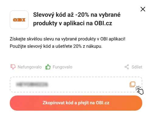 Návod jak zkopírovat slevový kupón OBI.cz