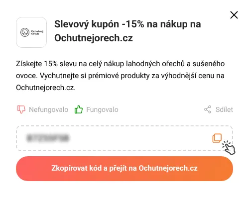Návod jak zkopírovat slevový kód Ochutnejorech.cz