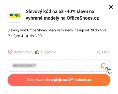 Návod jak zkopírovat slevový kód Officeshoes.cz