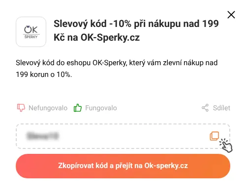 Návod jak zkopírovat slevový kupón Ok-sperky.cz