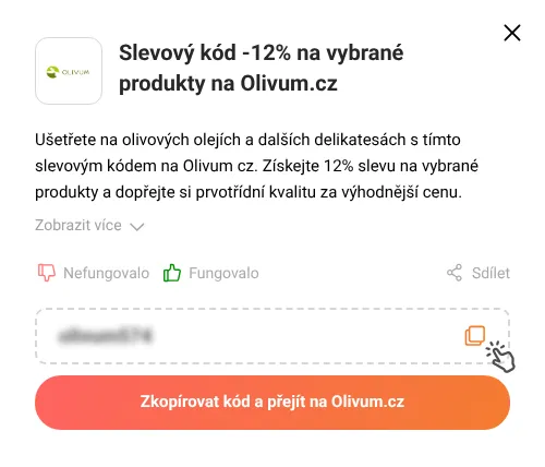 Návod jak zkopírovat slevový kupón Olivum.cz