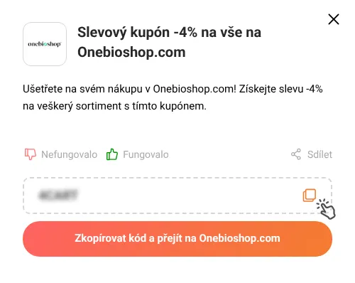 Návod jak zkopírovat slevový kód Onebioshop.com