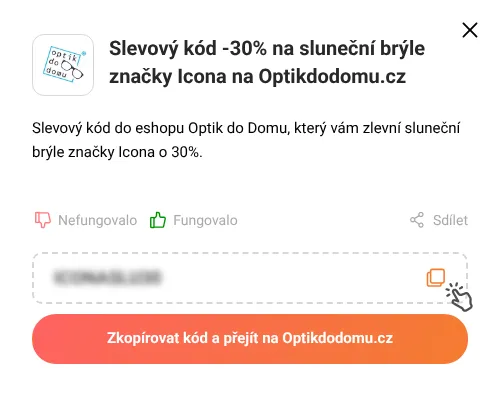 Návod jak zkopírovat slevový kód Optikdodomu.cz