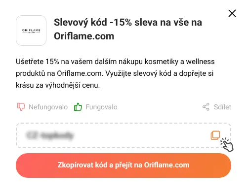 Návod jak zkopírovat slevový kód Oriflame.com