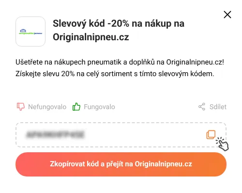 Návod jak zkopírovat slevový kupón Originalnipneu.cz