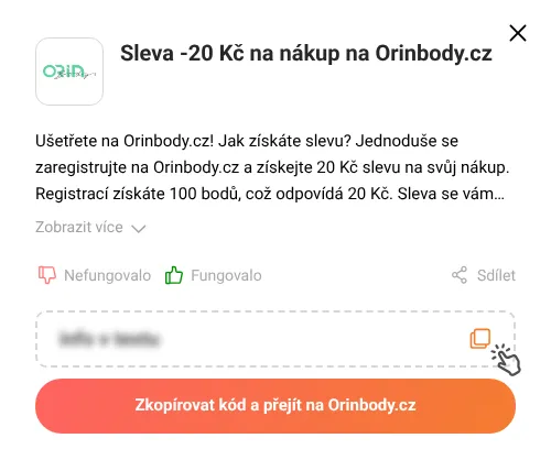 Návod jak zkopírovat slevový kupón Orinbody.cz
