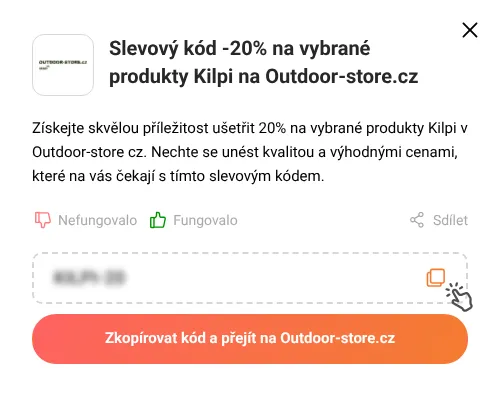 Návod jak zkopírovat slevový kód Outdoor-store.cz