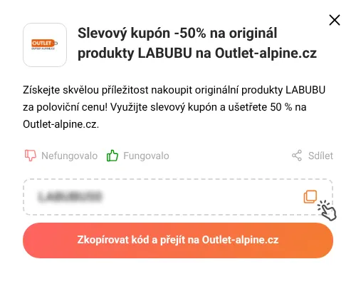 Návod jak zkopírovat slevový kód Outlet-alpine.cz