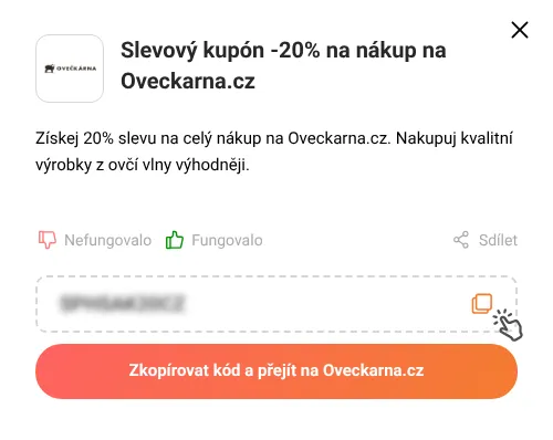 Návod jak zkopírovat slevový kód Oveckarna.cz