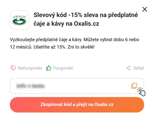 Návod jak zkopírovat slevový kód Oxalis.cz