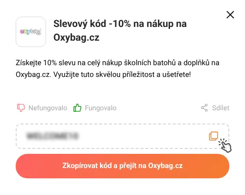 Návod jak zkopírovat slevový kupón Oxybag.cz