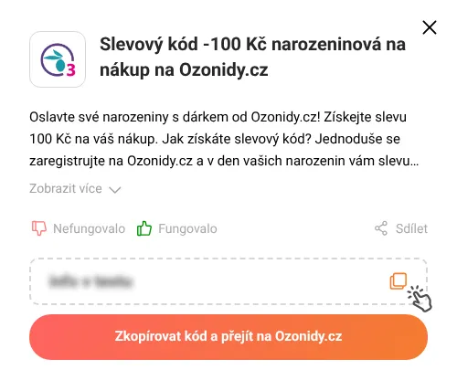 Návod jak zkopírovat slevový kupón Ozonidy.cz